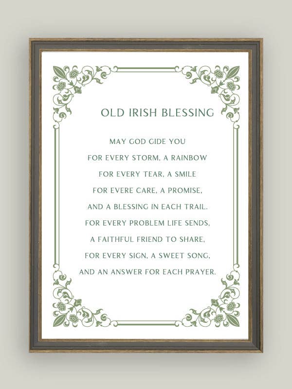 Irish Blessing Framed Antique Art for wholesale by Petal Lane Home