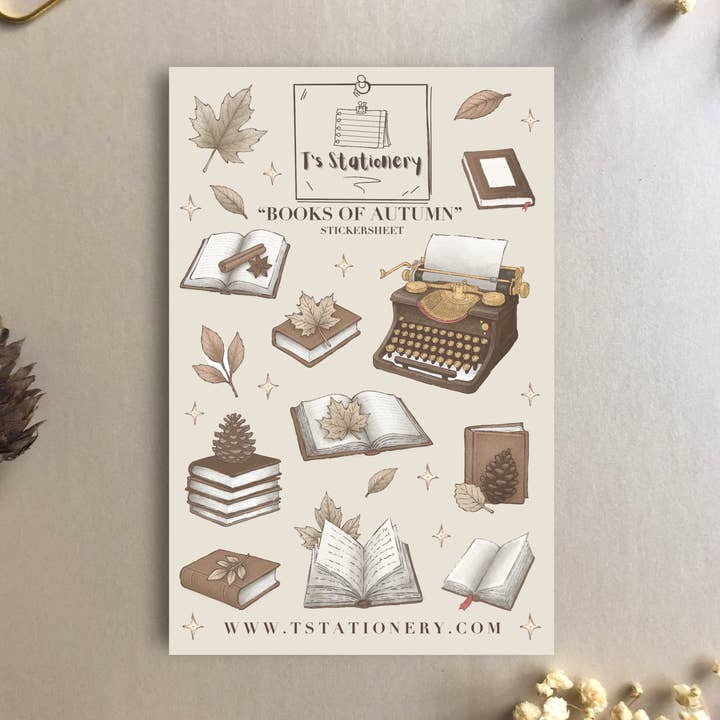 "Books Of Autumn" Klistermärksark för wholesale av T's Stationery