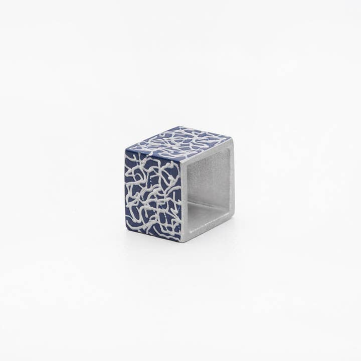 Abstract Curves Square Ring for wholesale by C.KARAKALPAKI