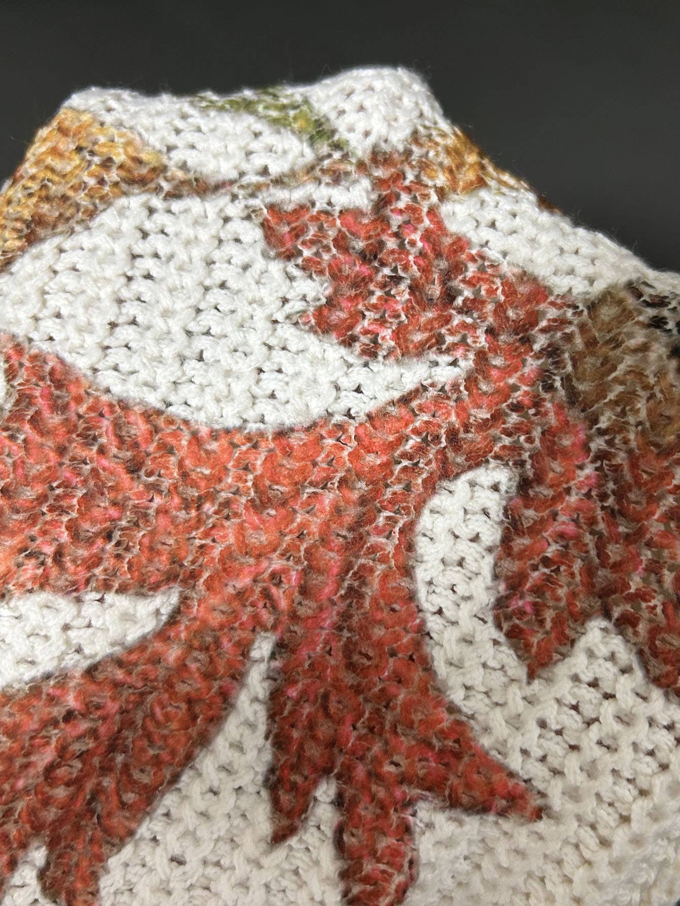 Apricot Round Neck Floral Fox Print Casual Knitted Sweater for wholesale on Faire2