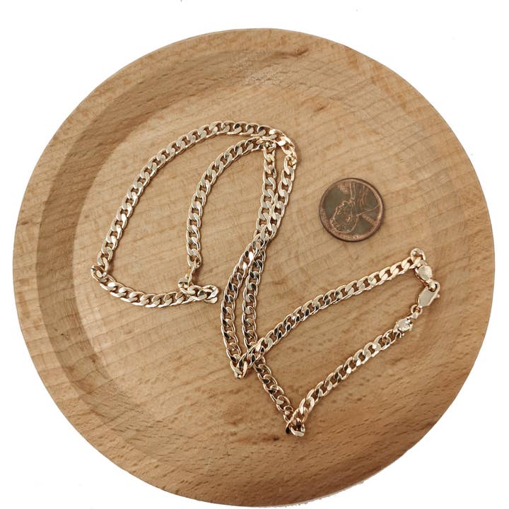 Aim Eternal - Vendita all'ingrosso Collane a catena e maglie - Collana a catena piatta in oro 18 carati, collana a catena da 19,6 pollici con finitura a barbazzale per la creazione di gioielli, collana a barbazzale di larghezza 4 mm con fermagli a moschettone | CN-6841