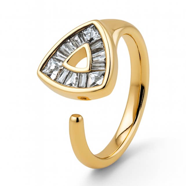 Rose Gold Plated Triangle Ring with Cubic Zirconia – Sizes 7 for wholesale by Sedy Jewelry