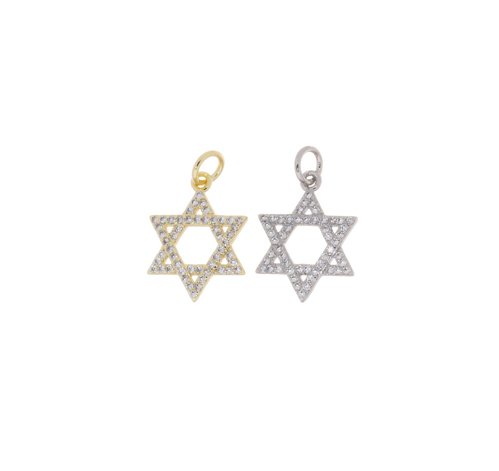 Jewel Pledge - Wholesale Individual Charm/Pendant - Gold Or Silver CZ Star of David Charm for Necklace,CPG7923