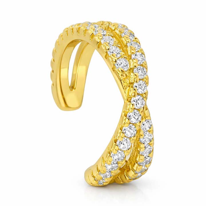 Zirkonia Earcuff 925 Silber vergoldet für den Großhandel von Impala