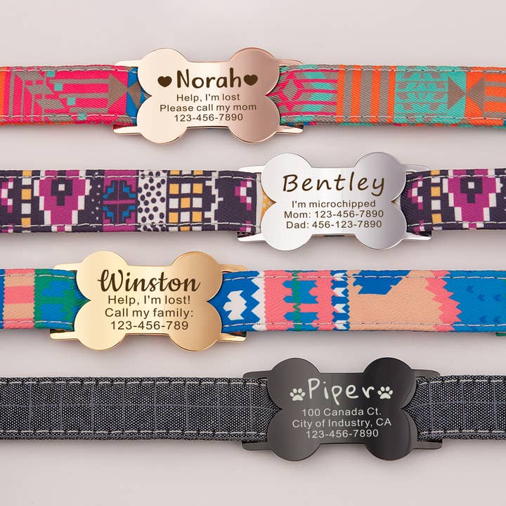 Anavia - Wholesale Pet Collar - Dog - Custom Bone Silent Slide- On Collar Pet Tag for Dogs