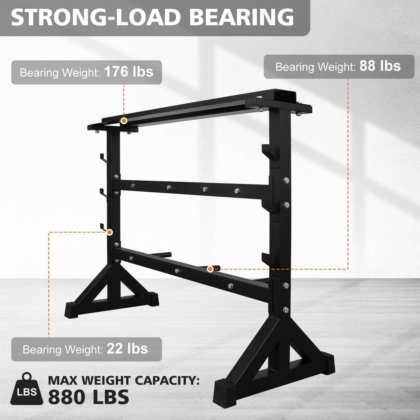 39F Inc. - Wholesale Fitness Equipment - Heavy Duty Dumbbell & Barbell Storage Rack Stand, Black4