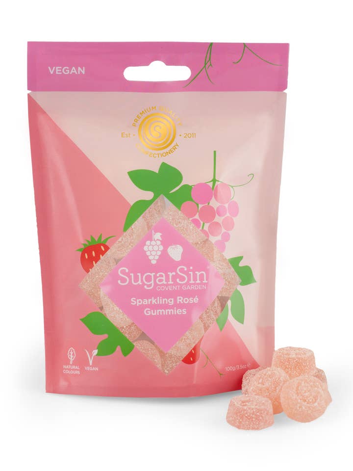 Sparkling Rosé Gummies (Vegan) for wholesale by SugarSin
