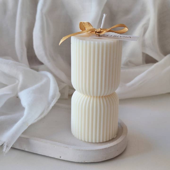 Cedar and sandalwood sculptural soy wax candle for wholesale by Your Nice Things - Candles -