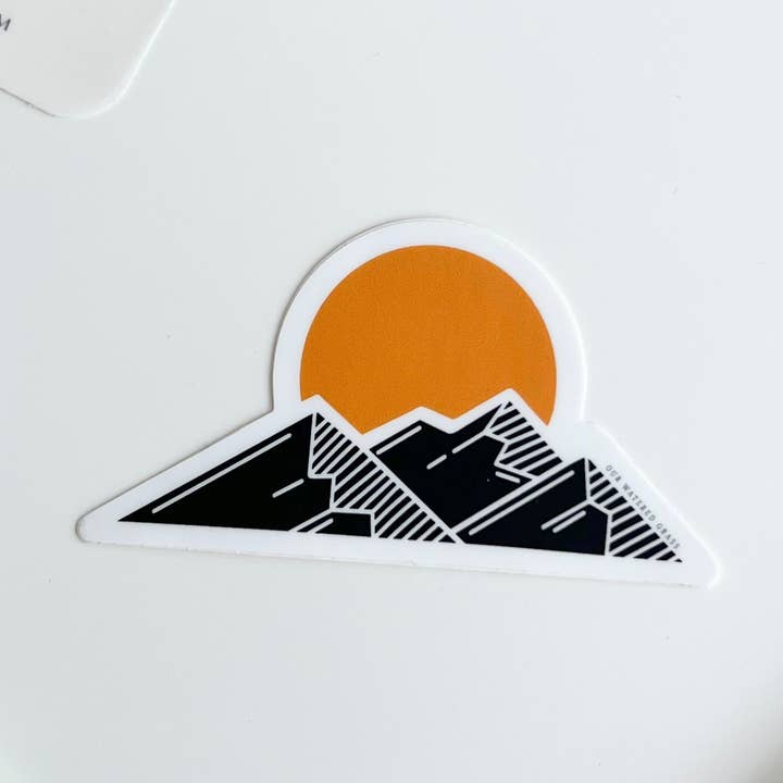 Mountain Sun Stickers | Hand-Drawn Die Cut Stickers for wholesale by Our Watered Grass