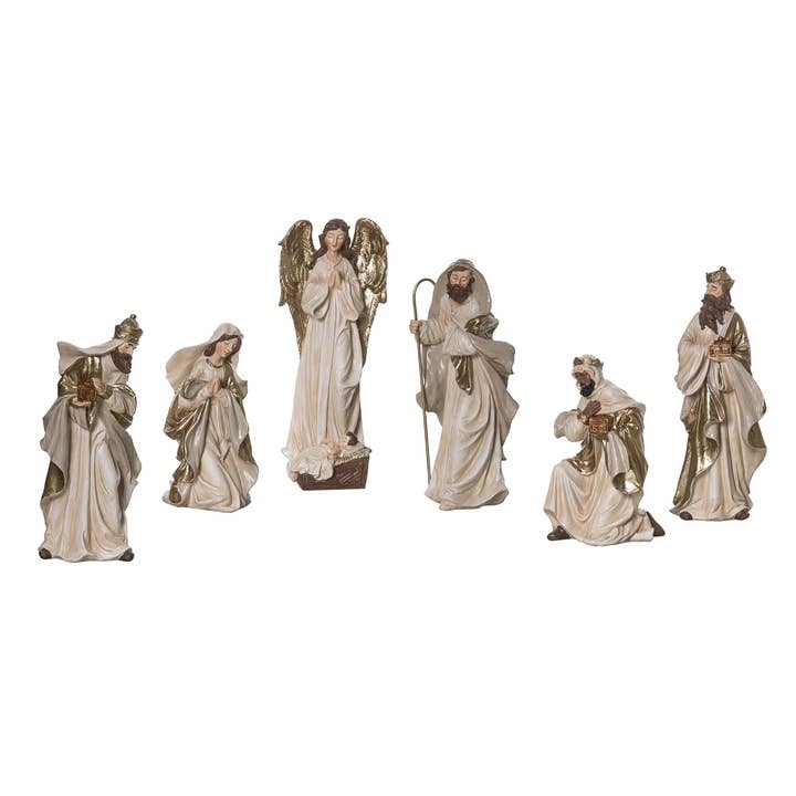 Transpac - Wholesale Nativity Scene Decor - CLOSEOUT Resin 3.75" Christmas Elegant Nativity Set 7