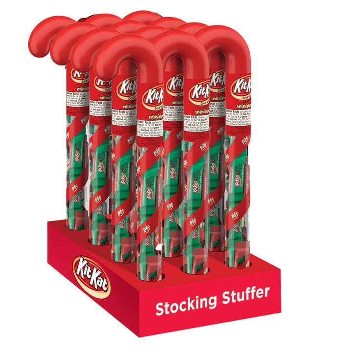 Grandpa Joe's Candy Shop - Wholesale Chocolate - Hershey Kit Kat Miniatures Filled Holiday Cane 1.8oz, 12ct0