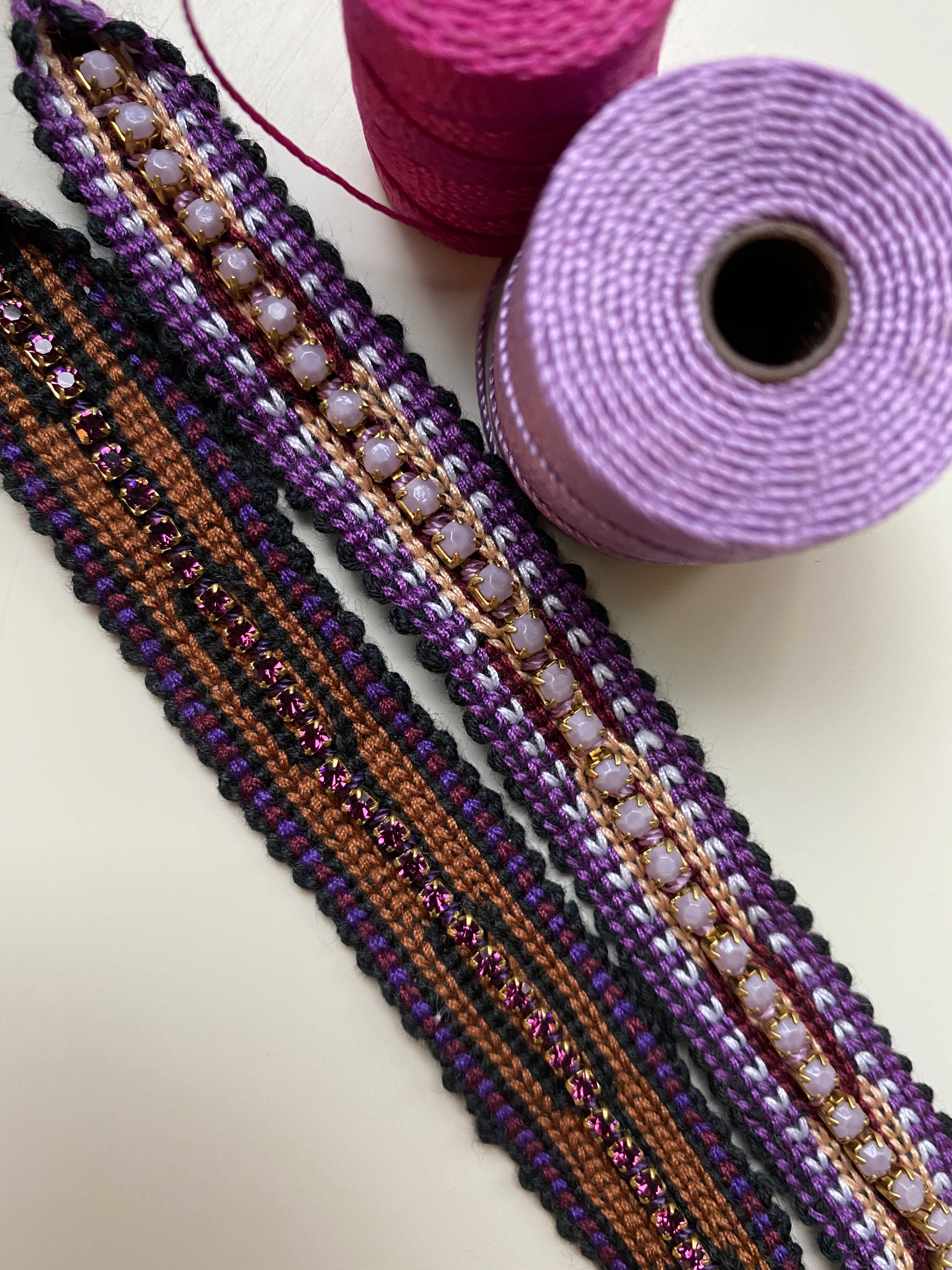 Tezeè - Wholesale Beaded Bracelet - Ikat fabric bracelet with rhinestones10