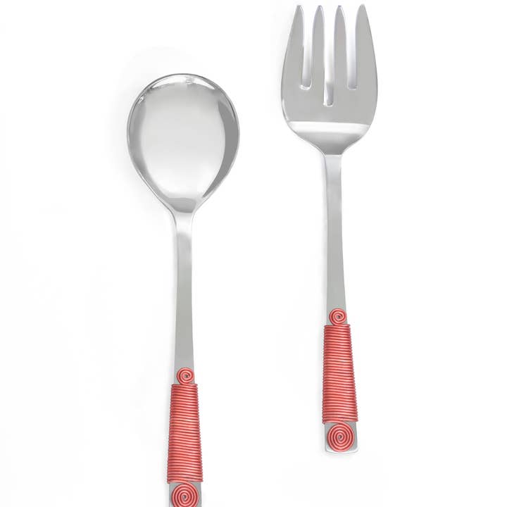 Wrapped in Red Salad Server Set for wholesale by Tiramisu