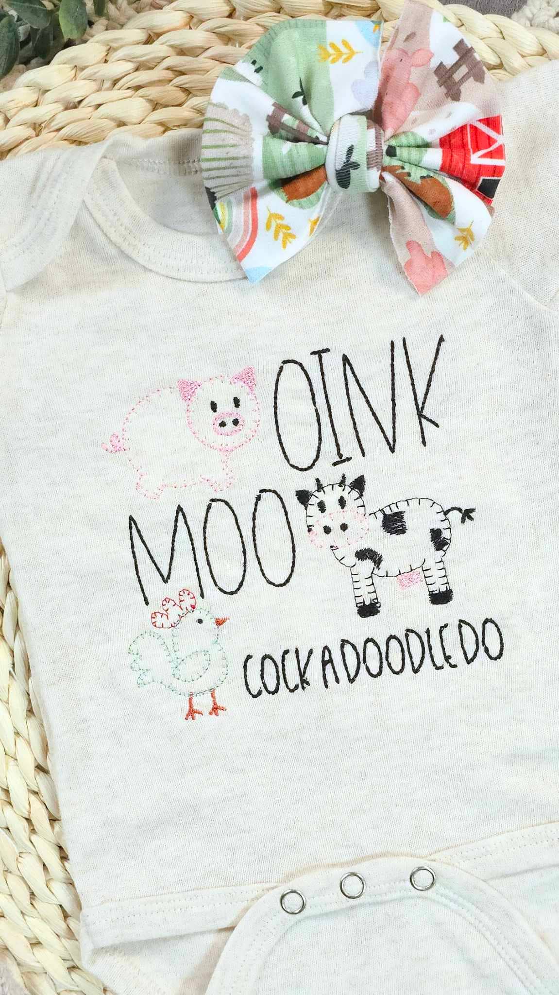 Wonderfully Made - Wholesale Jumpsuit - Baby - Baby Romper | Farm Animals - Oink Moo CockadoodleDo2