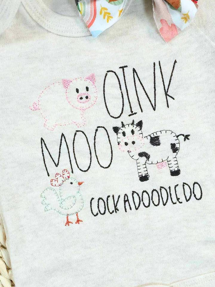 Wonderfully Made - Wholesale Jumpsuit - Baby - Baby Romper | Farm Animals - Oink Moo CockadoodleDo2
