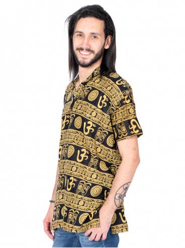 Kimago Look - Wholesale Button Down Shirt - Men's - Hippie Men's Yellow Shirt0