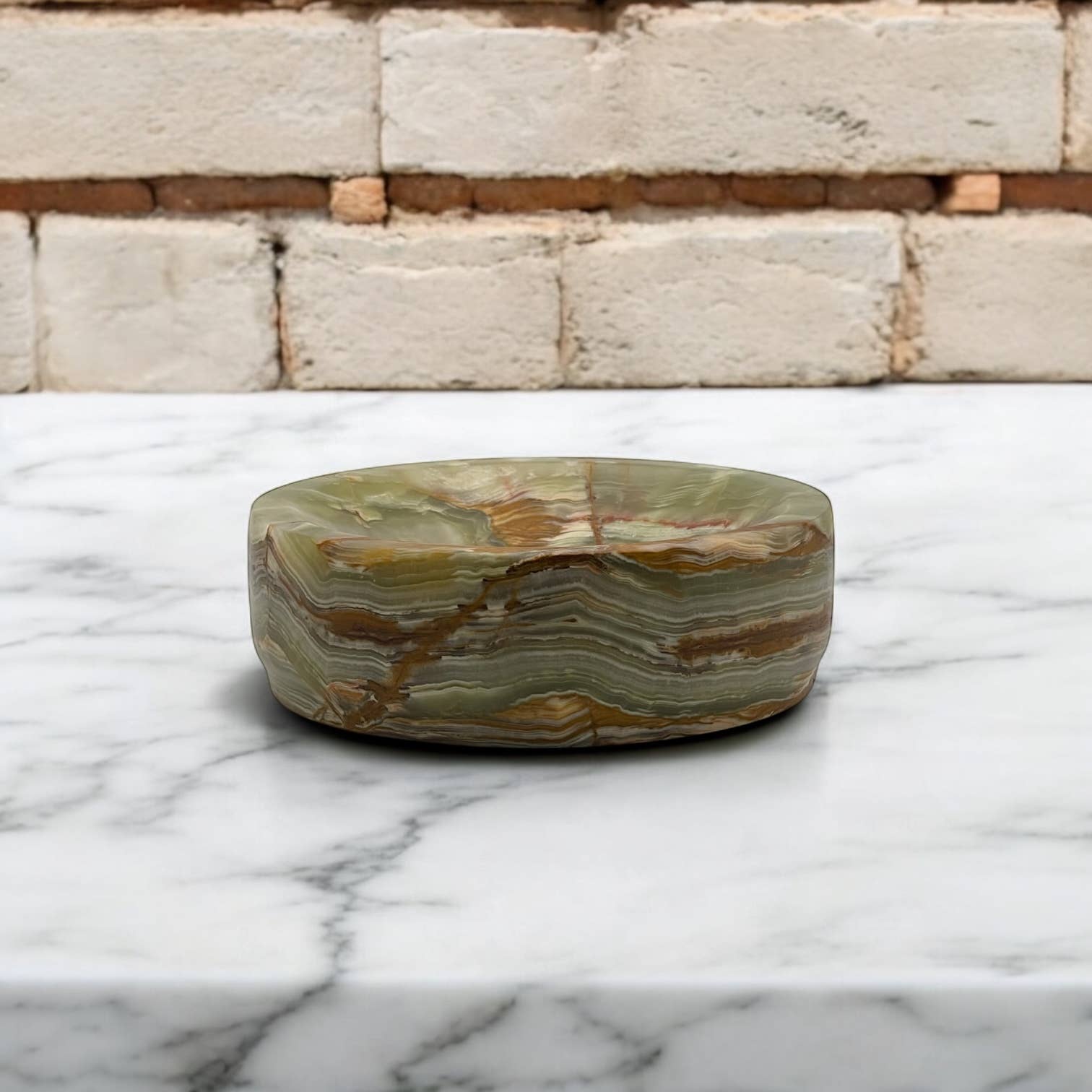 Marble Crafter - Wholesale Decorative Plate/Dish/Bowl - Platanus Collection Zafferano Verde Onyx 8" Honed Finish2