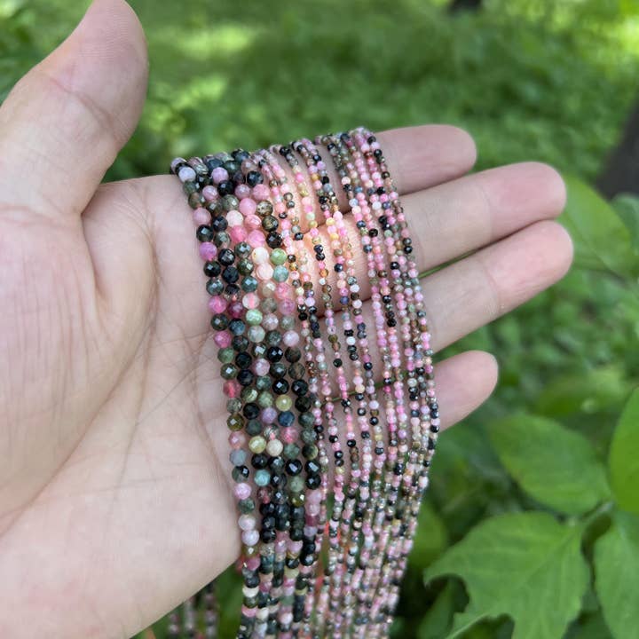 Pink Tourmaline Faceted Round Beads Gemstone 2mm 4mm PRP945 for wholesale by Beads Creation