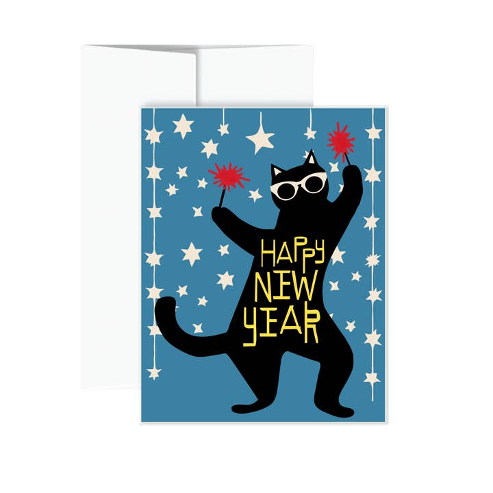 Holiday Card - Happy New Year Cat for wholesale by All Very Goods