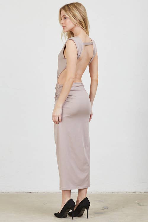 Vestis M - Venta al por mayor Vestido - Mujer - Vestido midi con escote pronunciado y espalda abierta con giro escultórico - Negro12