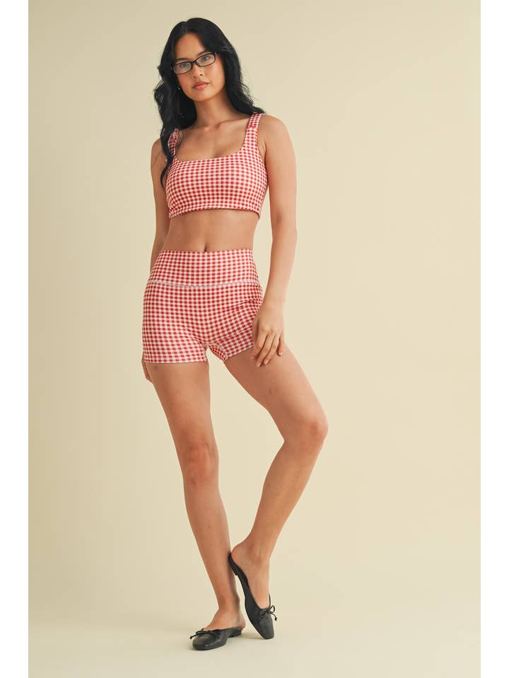 KIMBERLY C - Wholesale Sports Bra - Women's - Gingham Print Ruched Bra Top26