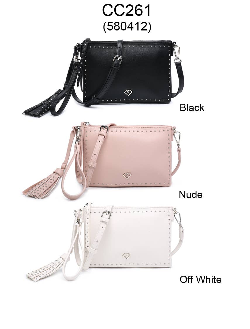 Papaya Fashion Ltd – wholesale Crossbody bag – Women's – CC261-Studs Tassel Zip Top Cross Body Bag5
