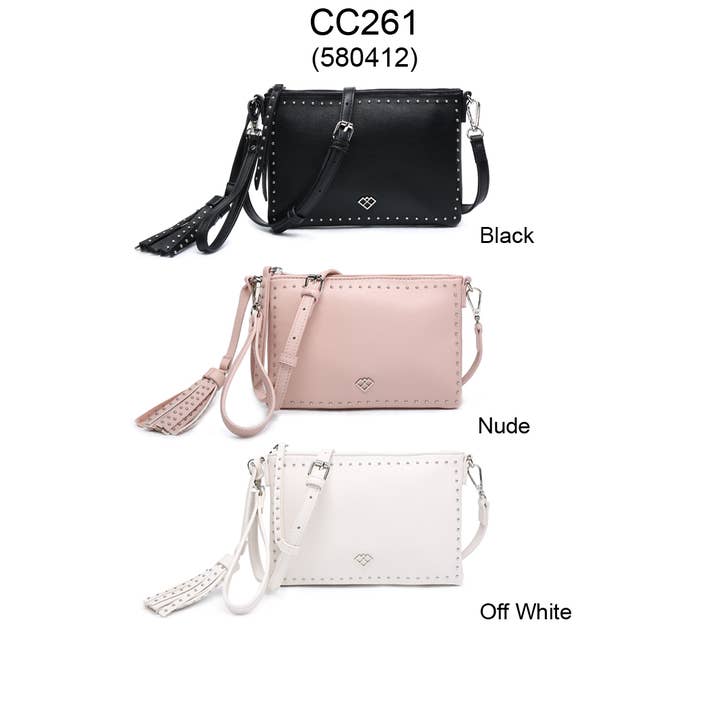 Papaya Fashion Ltd – wholesale Crossbody bag – Women's – CC261-Studs Tassel Zip Top Cross Body Bag5