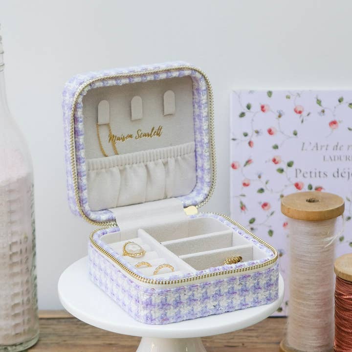 Maison Scarlett - Wholesale Jewelry Box/Organizer - Corinne houndstooth travel jewelry box5