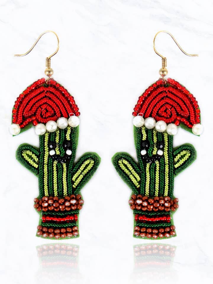 Beaded Cactus Santa Hat øreringe for engroshandel hos Suzie Q USA