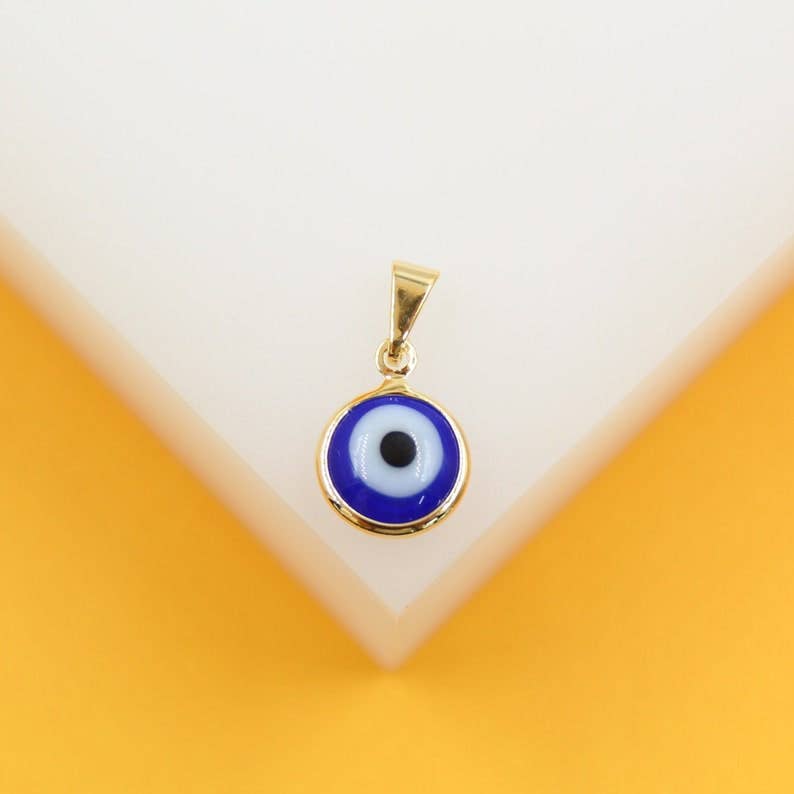 MIA Jewelry - Wholesale Individual Charm/Pendant - 18K Gold Filled Blue Evil Eye Enamel Charm Pendant (A259)0