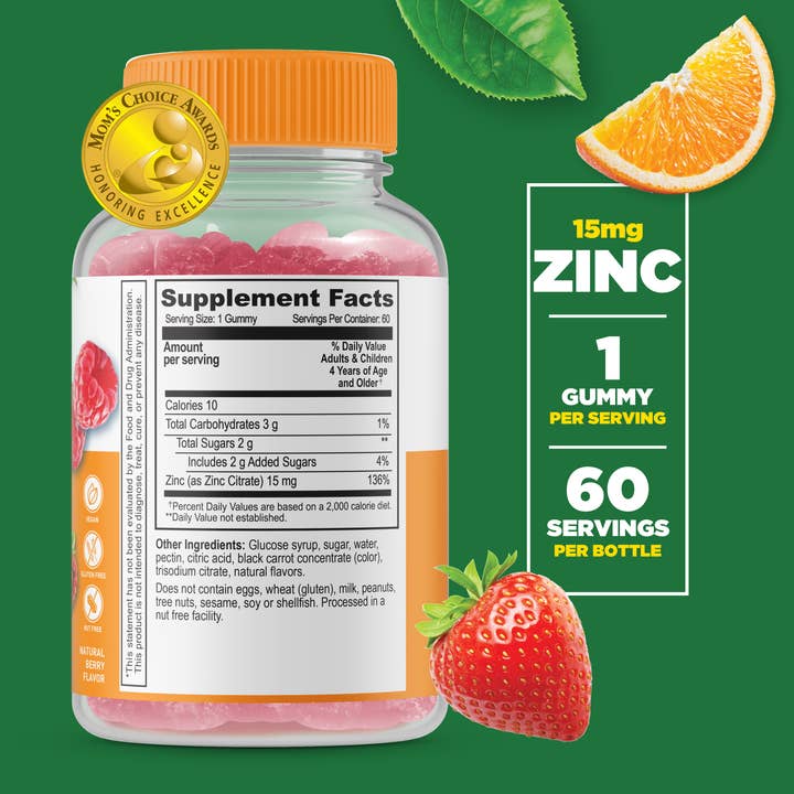 Natural Berry Flavor Lifeable Zinc 15mg Vitamin Gummies for Kids - Great tasting! for wholesale on Faire