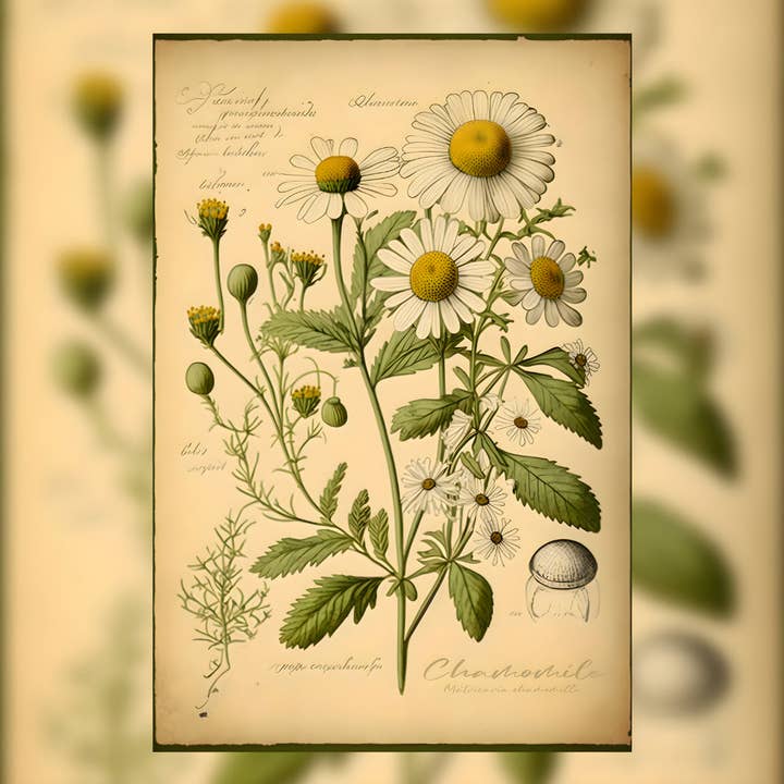 Impression sur toile à la camomille claire, art à base de plantes pour la maison ou le bureau, décoration d'apothicaire pour la vente par Print Pothecary