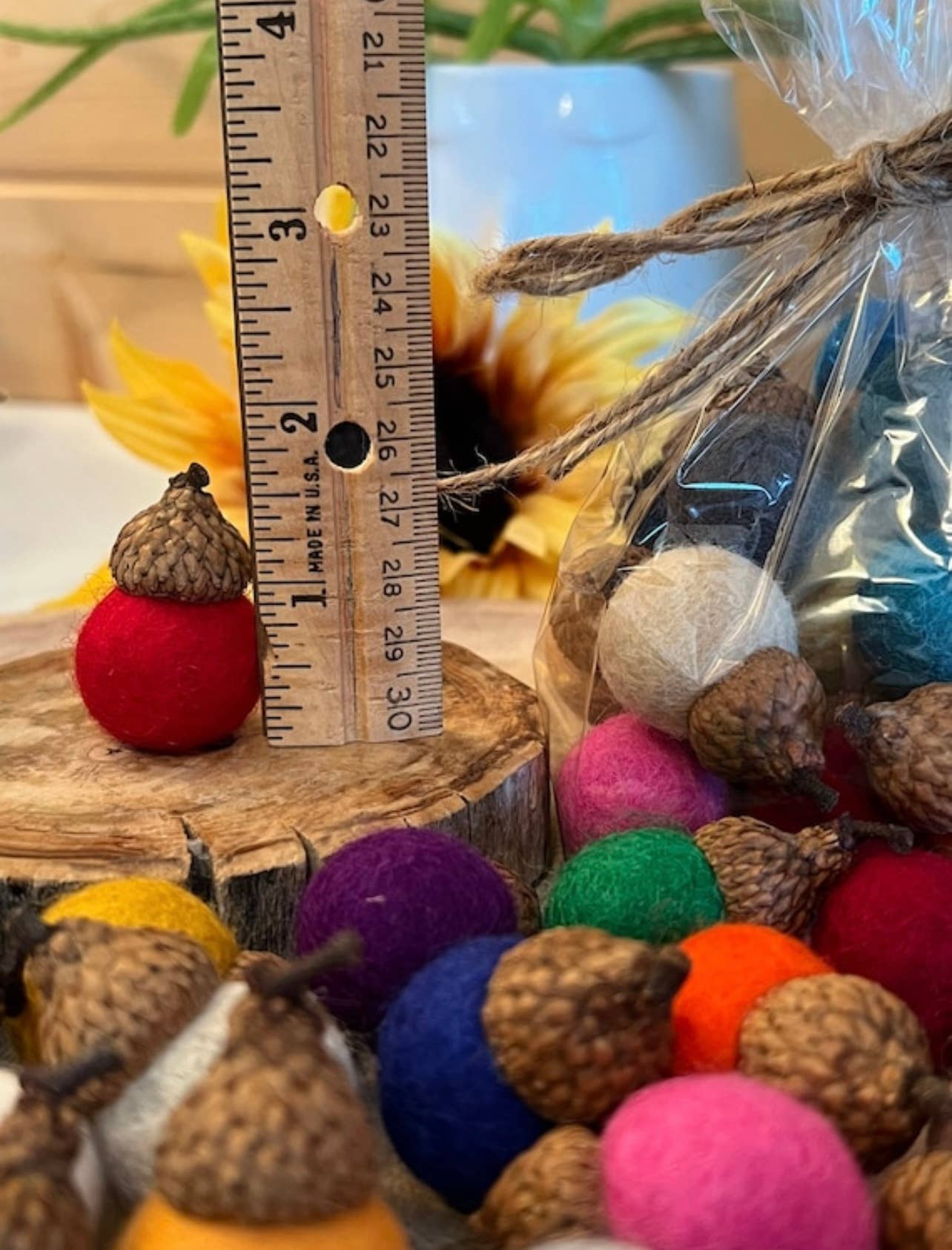 Leanne Bruce Co. - Wholesale Decorative Tabletop Object - Acorn Wool Felt Home Decor Real Caps Natural EO Diffuser6