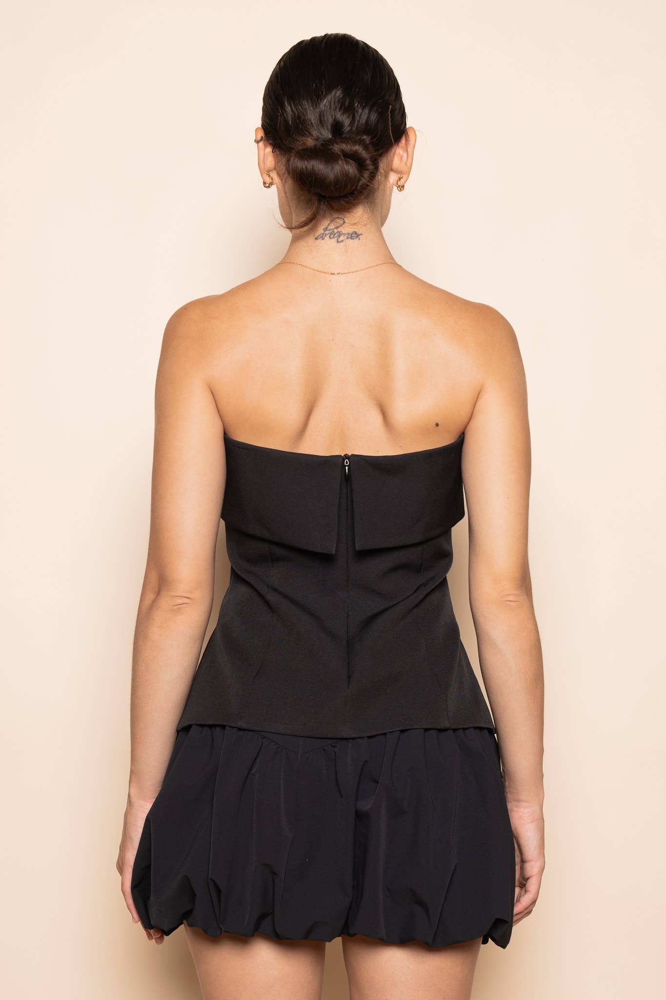 Black MODERN DRESSY STRAPLESS FITTED SIDE SLIT TOP-TI6580FO for wholesale on Faire4