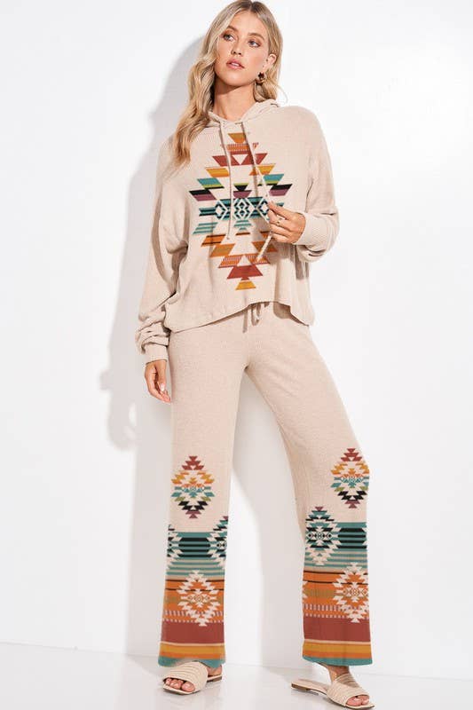 MintChoco - Wholesale Lounge Set - Women's - Aztec print rib loungewear set p8