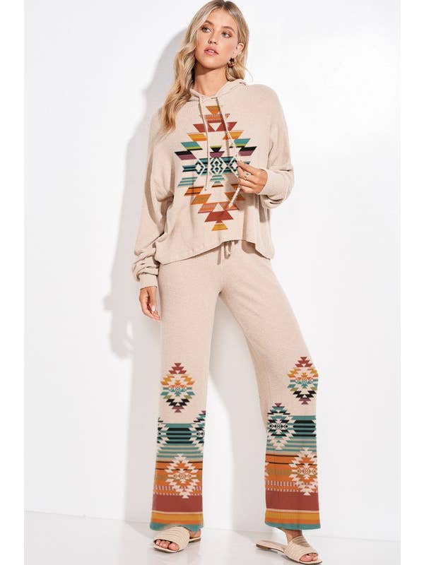 MintChoco - Wholesale Lounge Set - Women's - Aztec print rib loungewear set p8