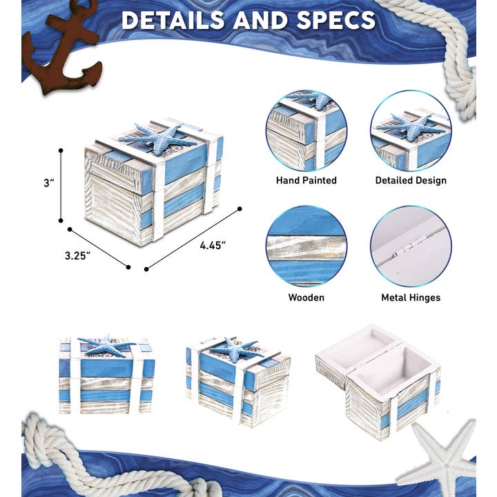 Cota Global - Wholesale Jewelry Box/Organizer - Nautical Decor - Aqua Sky Jewelry Box1