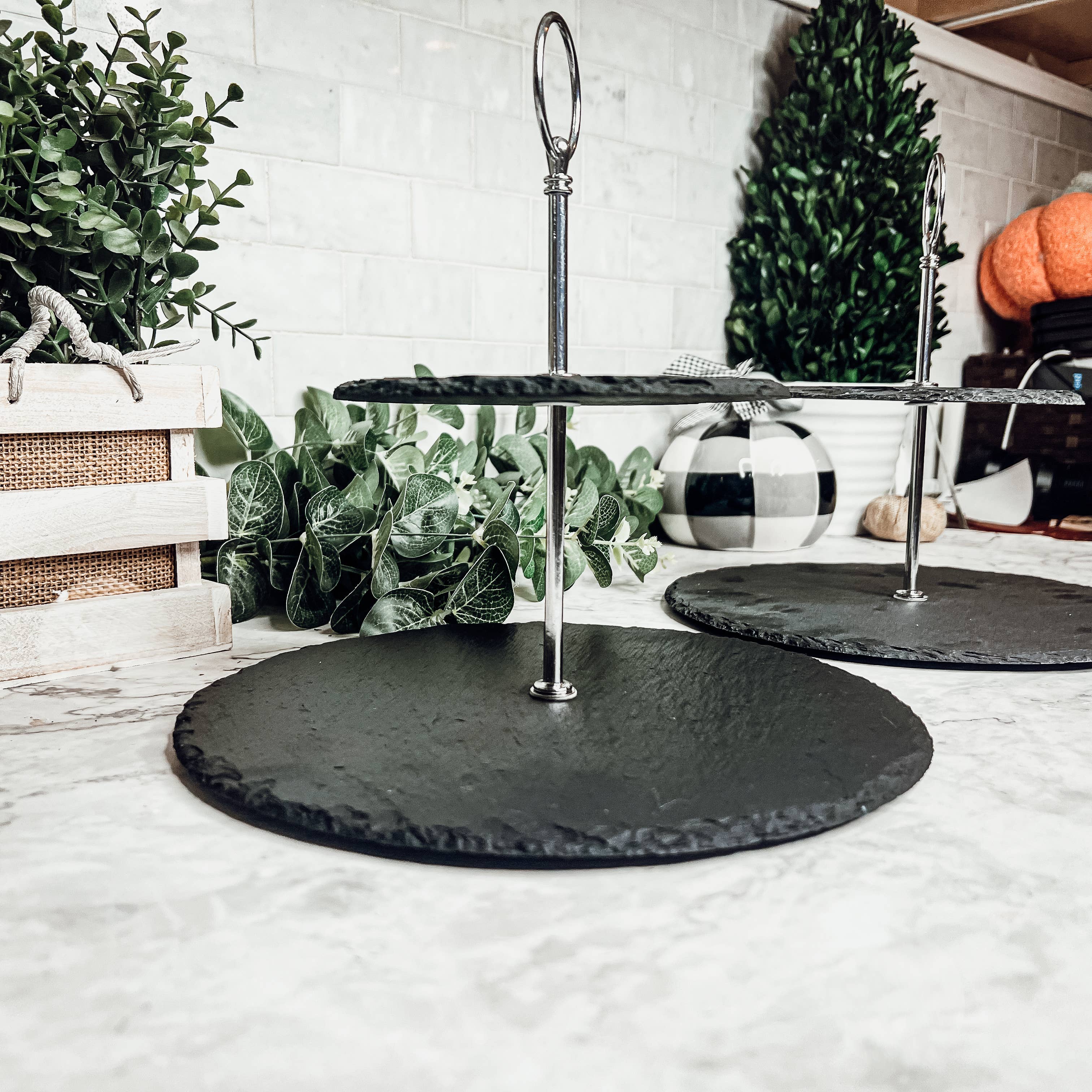 Gia Roma – wholesale Serving tray – Slate Tiered Trays with Handle, Natural Stoneware Handmade16