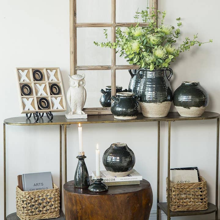 A&B Home Group Inc. - Wholesale Vase - D8x6.7" Green Terracotta Accent Vase with Small Handles2