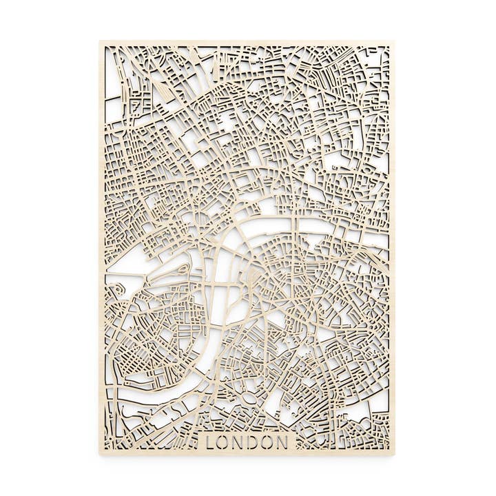 Wooden city map, UK London for wholesale by Papurino