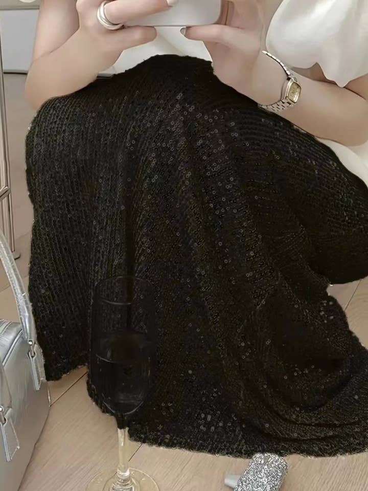 Lily Clothing - Wholesale Skirt - Women's - Sequined high-waisted inner elastic drape skirt6