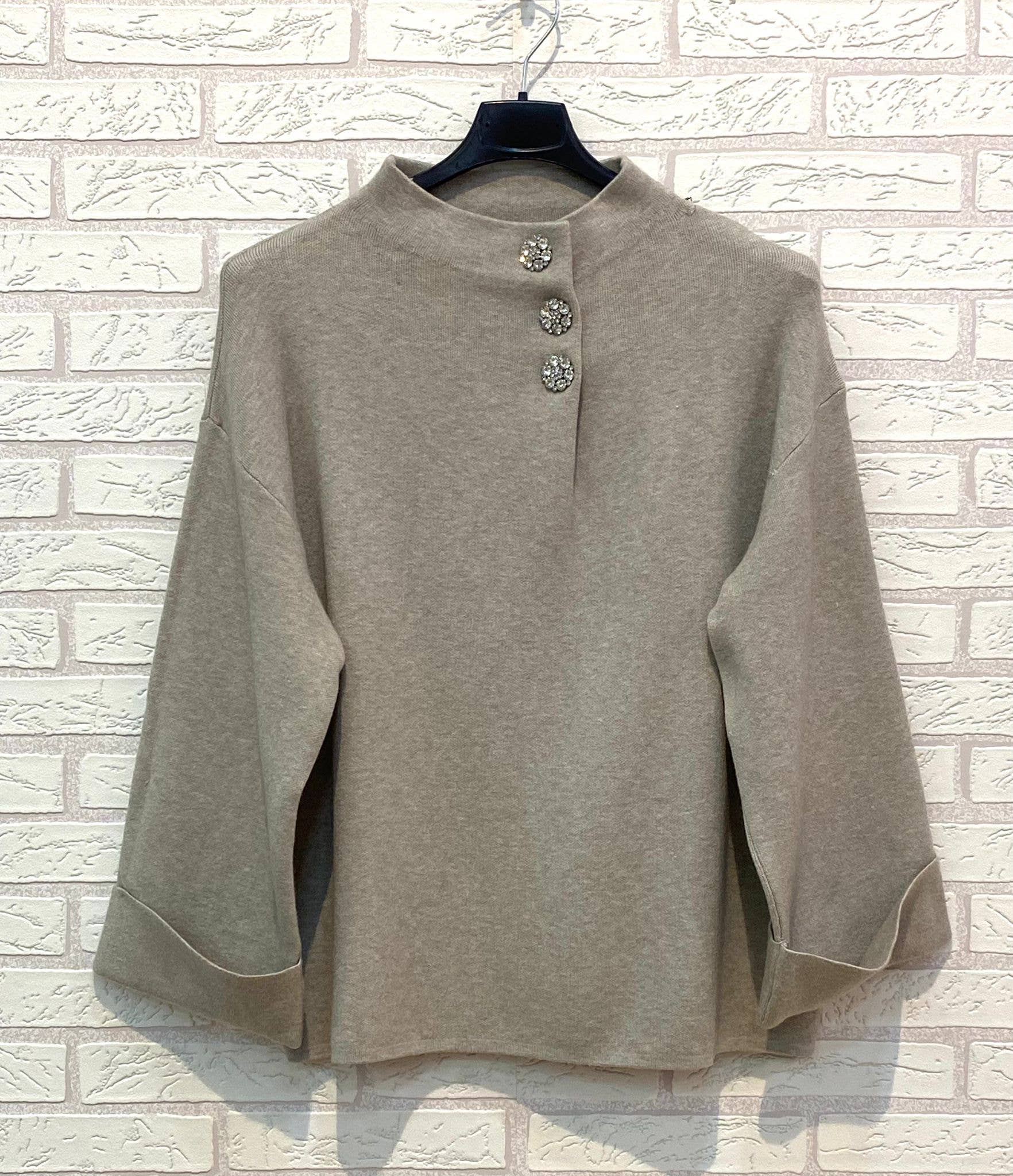 Ling - Wholesale Knit Top - Women's - REF.90471 KNIT SWEATER WITH PEARLS ON THE PERKIN COLLAR1