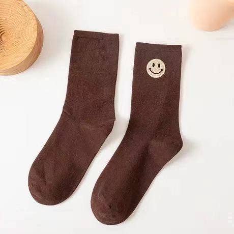 Shop Lev – wholesale Socks – Women's – Women happy face Patch Crew Cotton Socks18