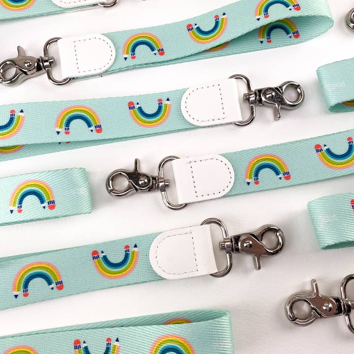 Rainbow Pencil Artist/Teacher Wrist Lanyard Keychain for wholesale by Midwestmod | Pixel + Stitch