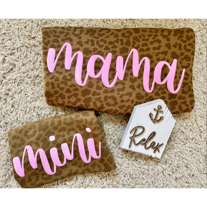 Mama brown leopard puff TShirt for wholesale by Davis Designs