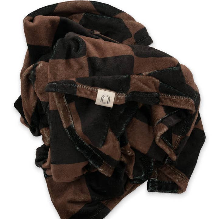 Ellie Sue - Wholesale Throw Blanket - Ink & Earth Checkerboard Double Sided Throw Blanket