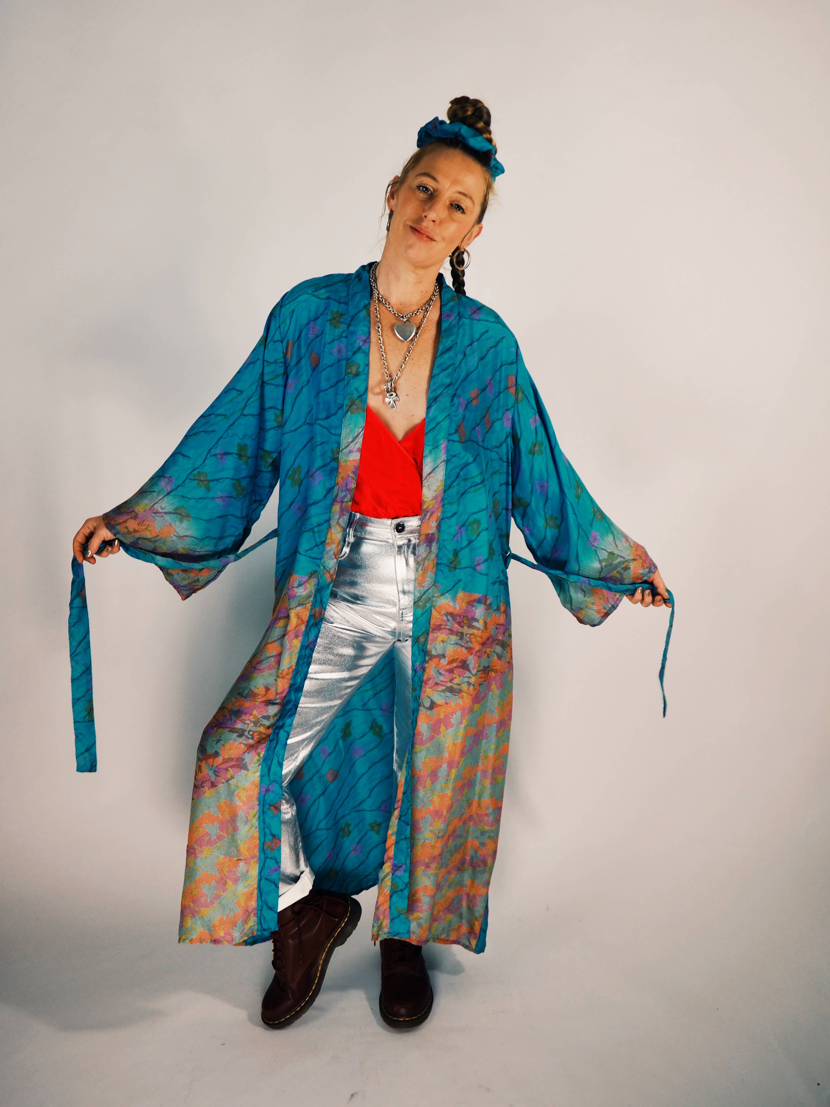 Vagabond Ibiza - Wholesale Kimono - Women's - The Kardash Kimono Long – Up-cycled Vintage Sari Kimono 5