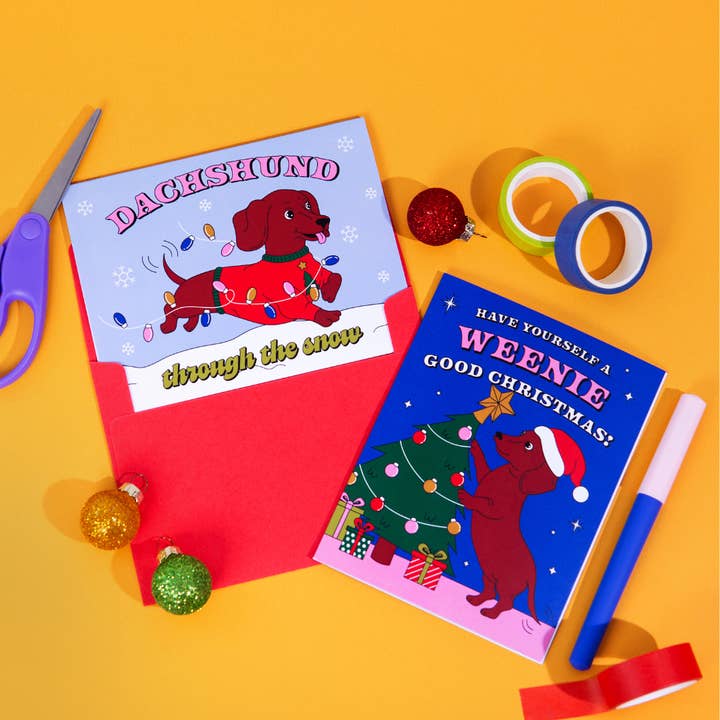 Party Mountain Paper co. - Wholesale Christmas Card - Weenie Good Christmas | Christmas Card4