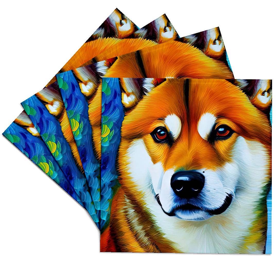 3dRose - Wholesale Coasters - 3dRose, Adorable Shiba Inu Dog Portrait On Blue. Awesome Gifts For Family, Charm, Coaster0