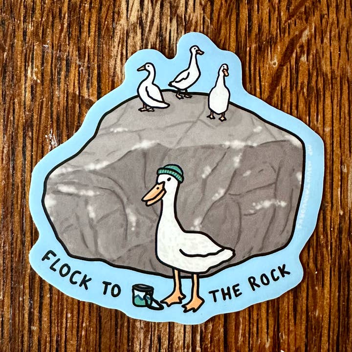 Flock to the Rock Waterproof Vinyl Sticker for wholesale by MP Mountainworks